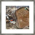 Logger Cutting Trunk Of Rainforest Framed Print