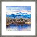 Longs Peak And Mt Meeker Sunrise At Golden Ponds Framed Print