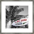 Mahahual Mexico Surfboard Sign Color Splash Black And White Framed Print