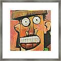 Man With Terracotta Hat And Green Shirt Framed Print