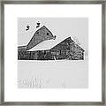 May Snow On East Gallatin Barn Framed Print