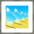 Mirrors On Sand In Blue Sky Framed Print