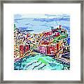 Modern Abstract Vernazza Italy Cinque Terre Framed Print