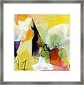 Modern Art With Yellow Black Red And Fanciful Clouds Framed Print