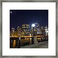 Moon And City Lights Framed Print