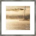 Morning Mist With Yacht Framed Print
