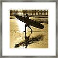 Morning Session Longboard Surfing Folly Beach Sc Framed Print