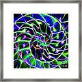 Nautilus Shell Ying And Yang - Electric - V2 - Blue-green Framed Print