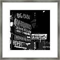 Neon Sign On Bourbon Street Corner French Quarter New Orleans Black And White Cutout Digital Art Framed Print