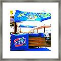 #nestea #beach #sea #blue #umbrella Framed Print