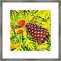 Pine Cone And Fall Leaves Framed Print