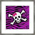 Pink Zebra Skull Framed Print