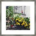Planter With Yellow Flowering Cactus Framed Print