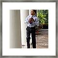 President Barack Obama Prepares Framed Print