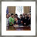 President Obama With The Family Framed Print