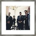 President Reagan And His Staff Watching Framed Print