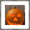 Pumpkin With Wicked Smile Framed Print