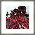 Red And Black Winged Couple At Sunrise Framed Print