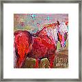 Red Horse Contemporary Painting Framed Print