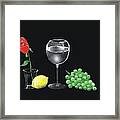 Red Rose And Grapes Framed Print