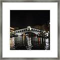 Rialto Bridge At Night Framed Print