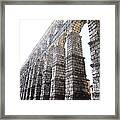 Segovia Ancient Roman Aqueduct Architectural Granite Stone Structure Ii With Arches In Spain Framed Print