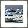 Ship Rrs Bransfield Among Icebergs Framed Print