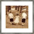 Siblings Taking A Walk Framed Print