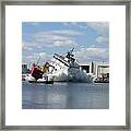 Splash Launch Of The Coast Guard Cutter Mackinaw Framed Print