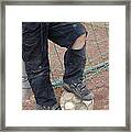 Street Soccer - Torn Trousers And Ball Framed Print