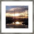 Sunset And Boats Framed Print