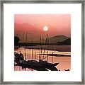 Sunset At Mae Khong River Framed Print