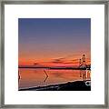 Sunset By Bridge Framed Print