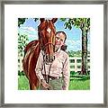 Suzanne With Her Horse Framed Print
