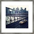 Taxi On Bridge Framed Print