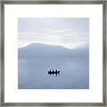 Three Men In A Boat Framed Print