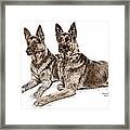 Two Of A Kind - German Shepherd Dogs Print Color Tinted Framed Print