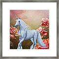Unicorn And Roses Framed Print