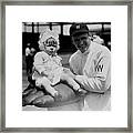 Walter Johnson Holding A Baby - C 1924 Framed Print