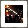 Water On The Fire From Pumper Truck Framed Print