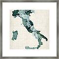 Watercolor Map Of Italy Framed Print