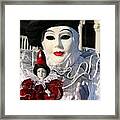 White Clown With Red Mini 2 Framed Print