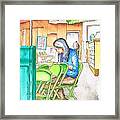 Woman Reading In The Farmers Market - Los Angeles - California Framed Print