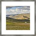 Yellow House In Iceland Landscape Framed Print