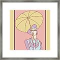 Jazz Age Flapper Girl With Umbrella Art Deco Framed Print