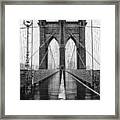 Brooklyn Bridge And Rain Framed Print