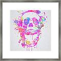 Cool And Trendy Pink Watercolor Skull Framed Print