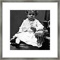 Toddler Sitting In Chair 1890s Black White Boy Framed Print