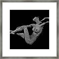 0043-dja Bw Zebra Woman Striped Girl Topographic Abstract Sensual Body Art Framed Print