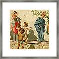 A Roman Street Scene With Musicians And A Performing Monkey Framed Print